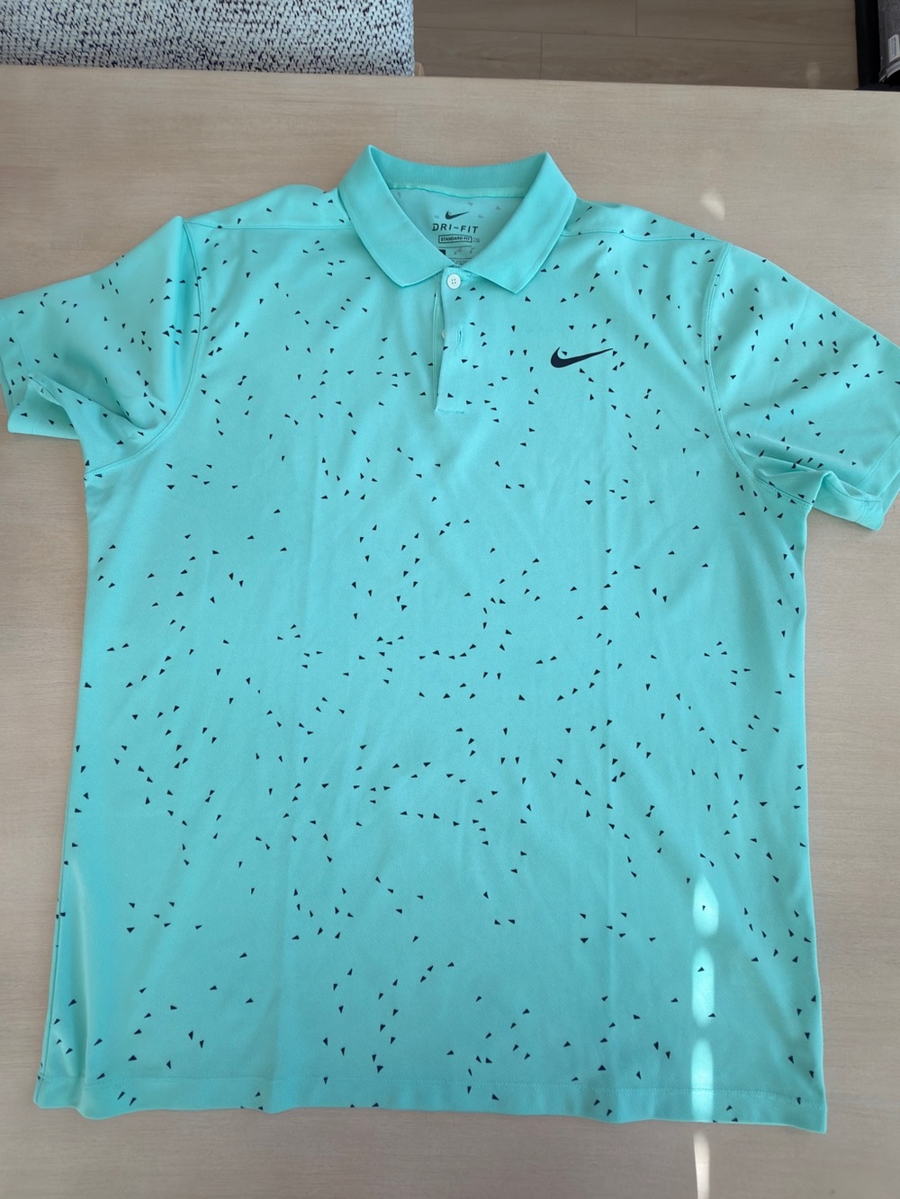 Nike Mint Green Polo with Black Micro Print - Size Large